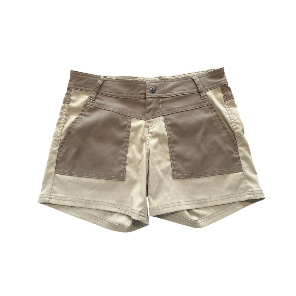 prAna Beige + Tan Two‑Tone Outdoor Hiking Utility Adventure Shorts – Size 2